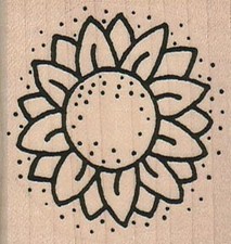 Sunflower Medium 2 x 2" Rubber Stamp, Flowers and Plants Stamp