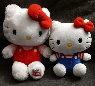 Hello Kitty Sanrio Smiles Red Apple Foot 2012 Plush 8'' Doll & 2009 6'' Plush Doll