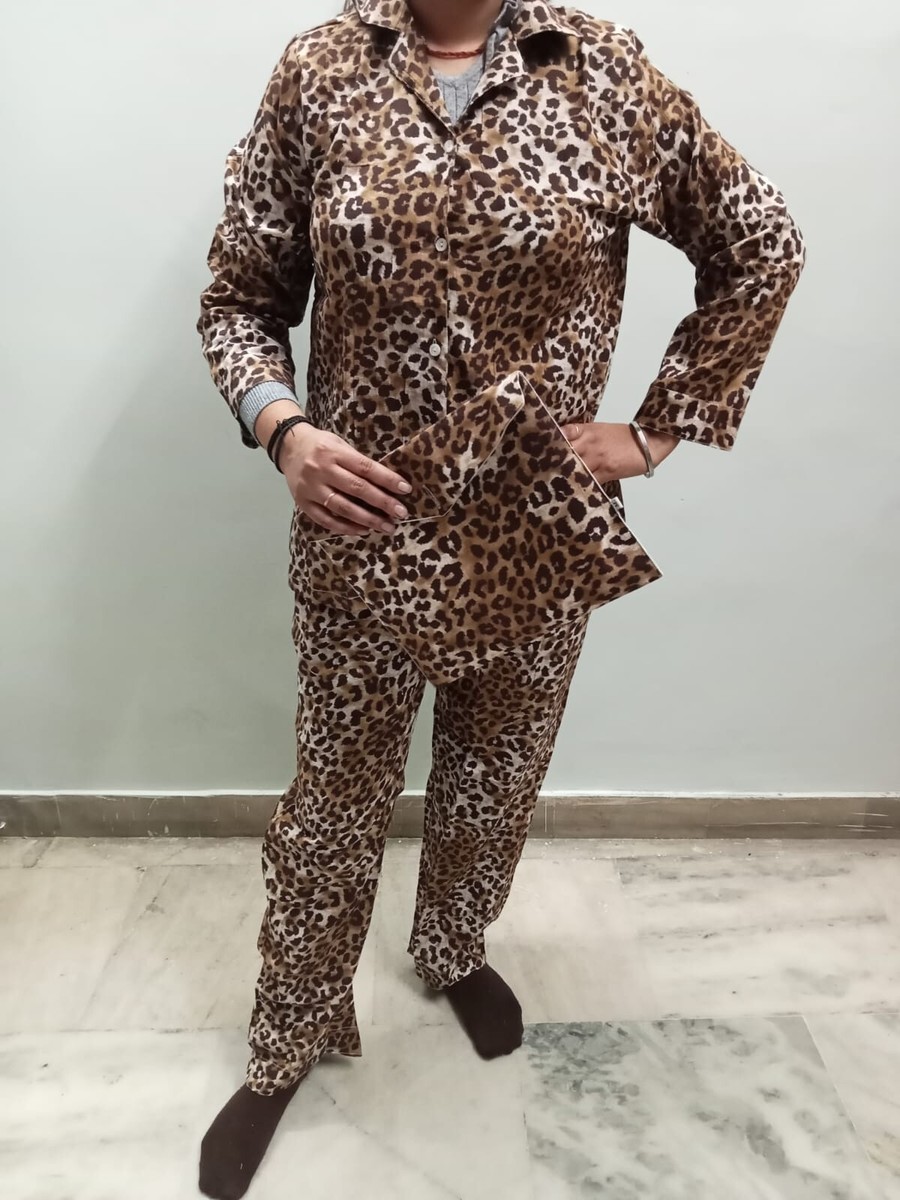 New Trendy Cotton pajama set Tiger Block printed summer pajama women night 