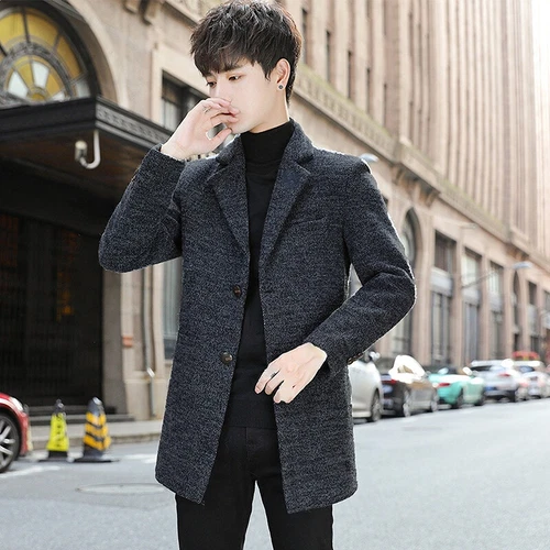 Gabardina de hombre chaquetón cuello con muescas chaqueta de un solo pecho abrigo ropa exterior - Imagen 7 de 17