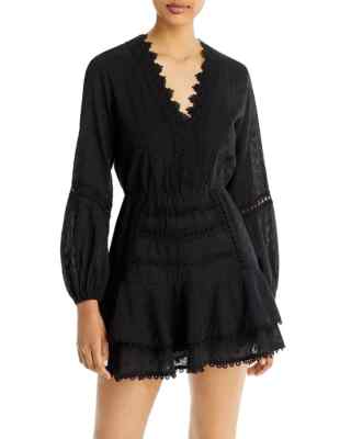 aqua eyelet mini dress Aqua Women's Eyelet Mini Dress - Exclusive - Blue - Size M