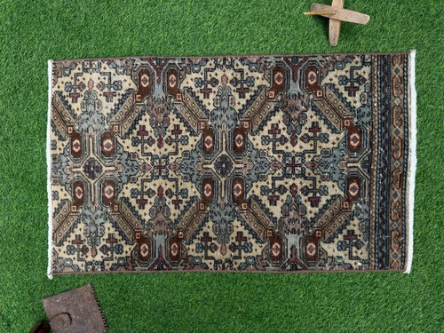 Hand-Woven Mini Turkish Rug 2x3 Brown Cotton Geometric Carpet Small Bathroom Rug - 第 5/9 張圖片