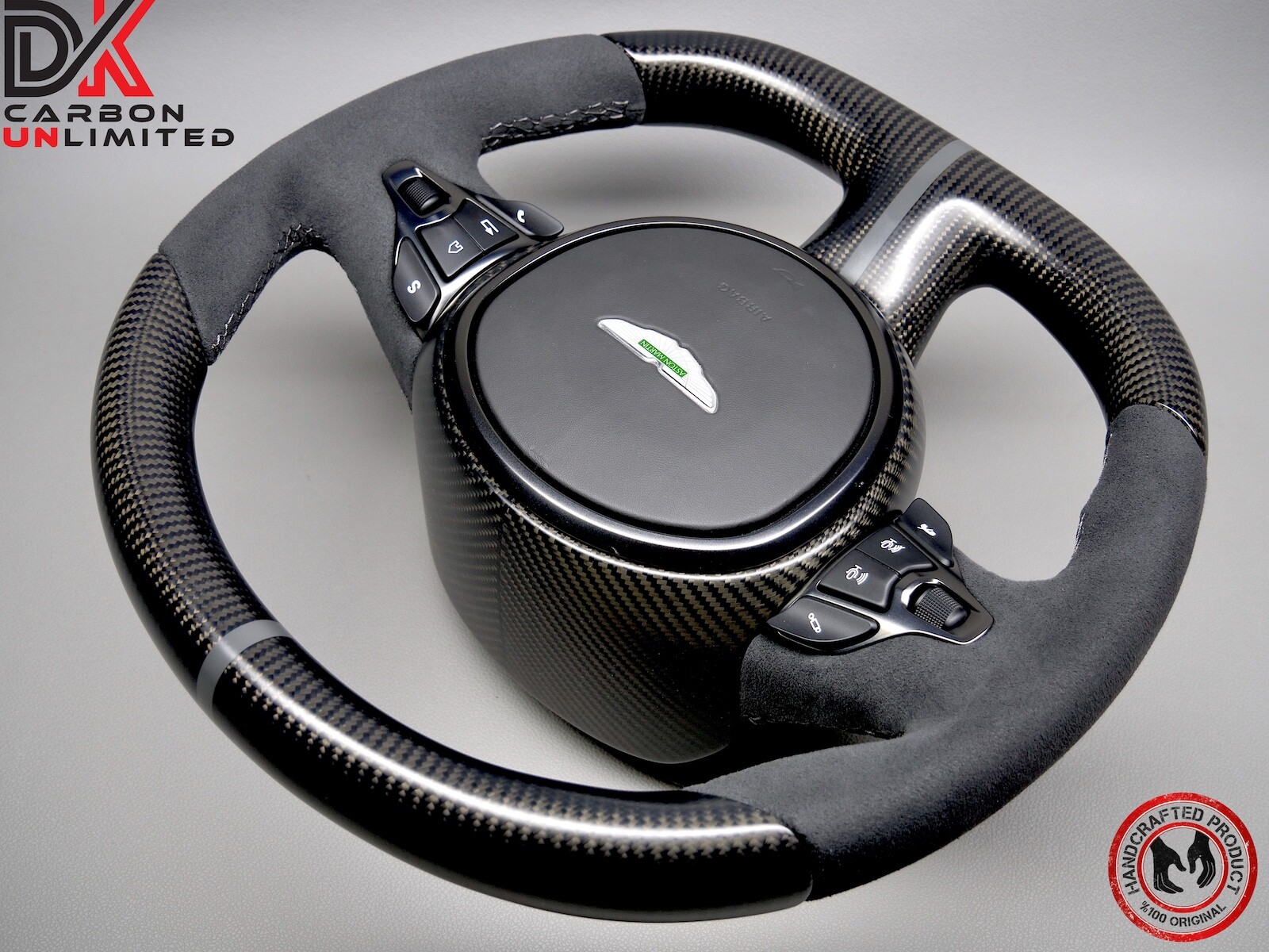 Aston Martin DBS Vantage DB11 8mm Gray Ring Satin Matte Carbon Steering Wheel v4