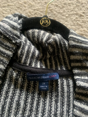 Issac Mizrahi Black Stripe Sweater W/pockets  sz 2X