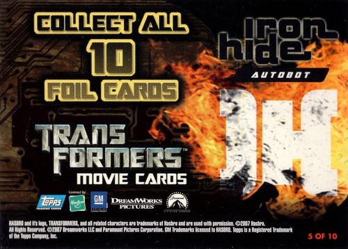 2007 Topps Transformers Movie Foil Cards #05 Ironhide - Foto 2 di 2