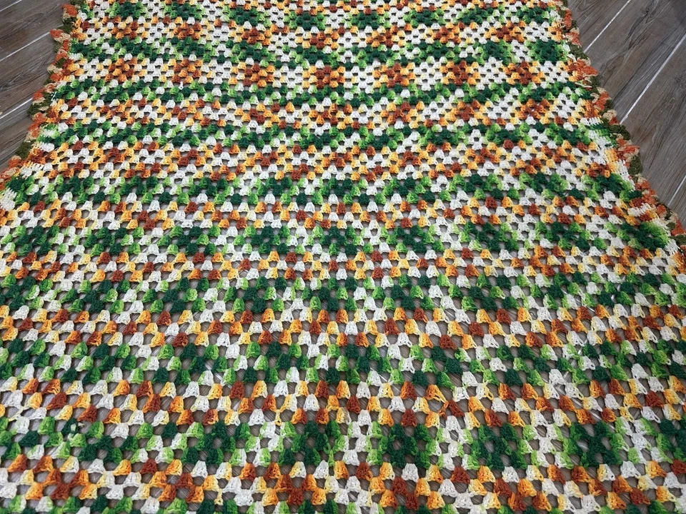 Manta de ganchillo afgano vintage colorida para sofá decoración del hogar edredón 138x116 cm Foto 3 de 4