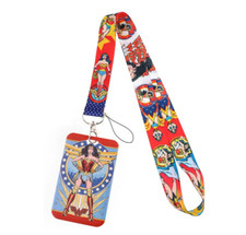 Wonder Woman Superhero Comic Movie Logo Red Blue Lanyard With ID Badge Holder