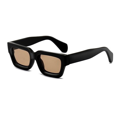 Classic Matte Black Thick Square Frame Chunky Brown Tinted  display picture 3