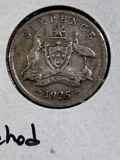 1925 Australia 6 Pence Silver Coin Scratched