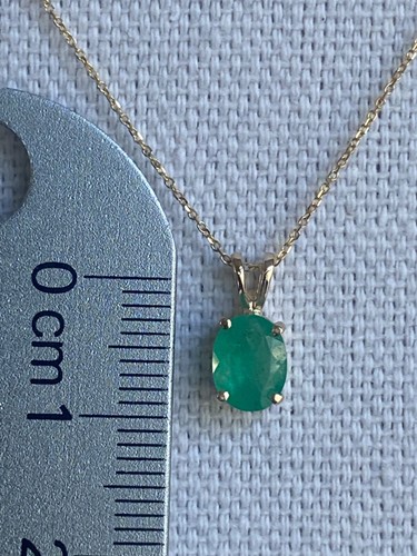 0,8 Karat kolumbianischer natürlicher Smaragd Anhänger, 14 Karat Gold, Kette inklusive - Bild 7 von 9