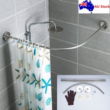 Curved Shower Curtain Rod Rail Adjustable Stainless Steel Corner Shower Rod Bar