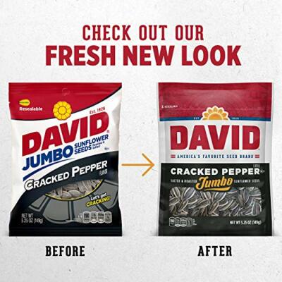 DAVID Roasted Salted Cracked Pepper Jumbo Sunflower Seeds 5.25 oz