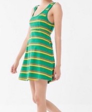 Urban Outfitters Johnson Tie BackMini Tank Dress Green Yellow StripeNWT XS