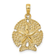 10K Yellow Gold Textured Sand Dollar Pendant