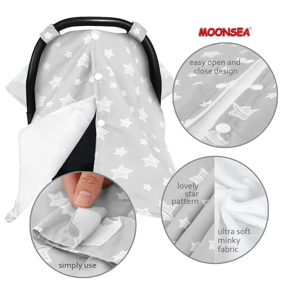 Cobertor de amamentação para assento de carro bebê cobertor de amamentação tecido minky costas - Imagem 2 de 4