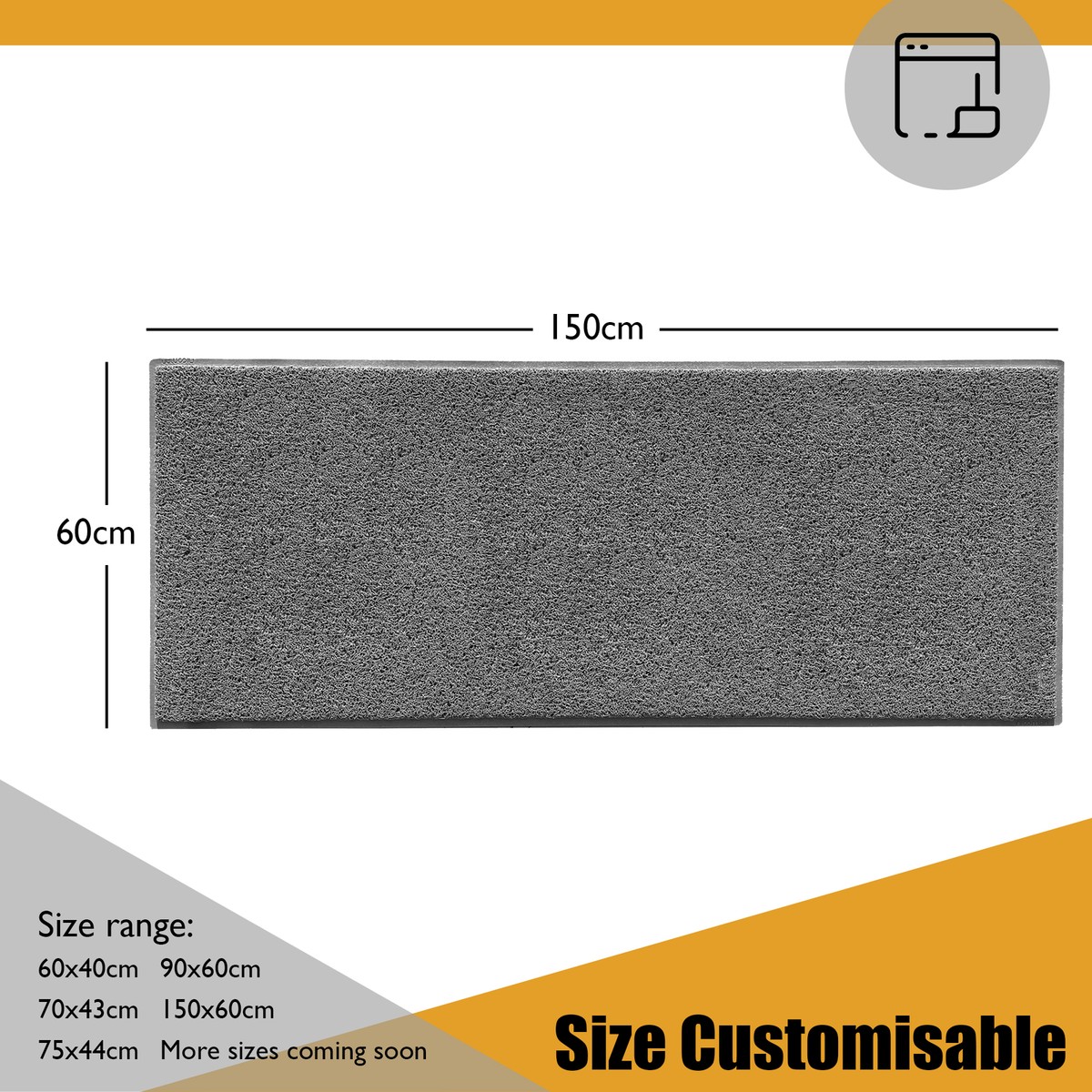 Star Pattern Coil Doormat - Large, Grey Indoor/Outdoor Door Mat (Dirt & Moisture Absorbing)