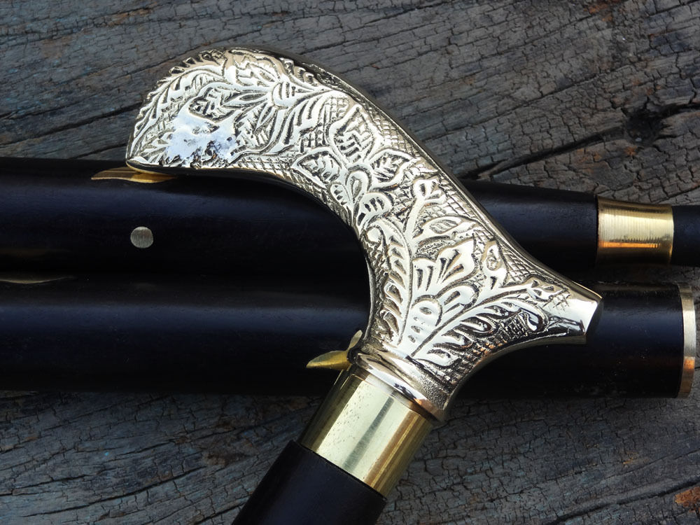 VICTORIAN SOLID BRASS LONG DESIGN HEAD HANDLE BRO… - image 1