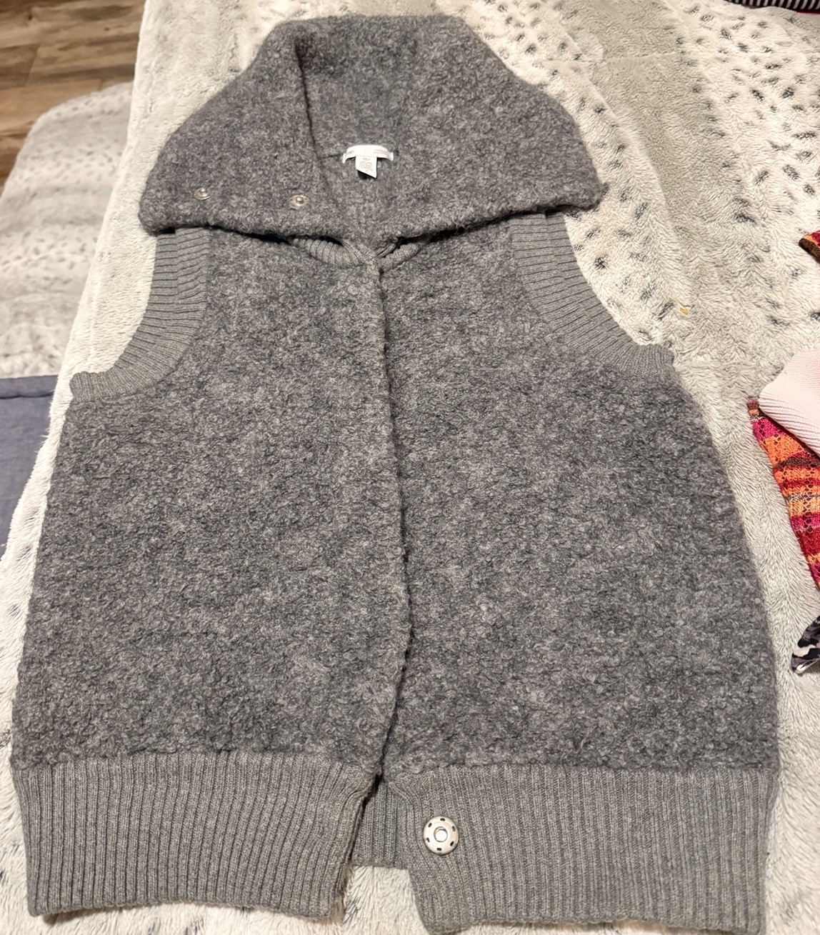GAP Gray Button  Collared Sweater Vest - Soft - M… - image 1