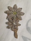 Miriam Haskell Signed Faux baroque Pearl Gold Tone Rhinestone Brooch Broken
