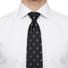 Men's Silk Tie by Alexandre Savile Row Geometric Black 7cm wide Gift Office Wear