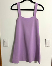 Zara Purple Solid Knit Slip Dress Square Neck Strappy Sleeveless Mini XS