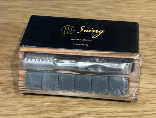Whiskey Stones Gift Set - Soing 7 PC Set With Wooden Tray