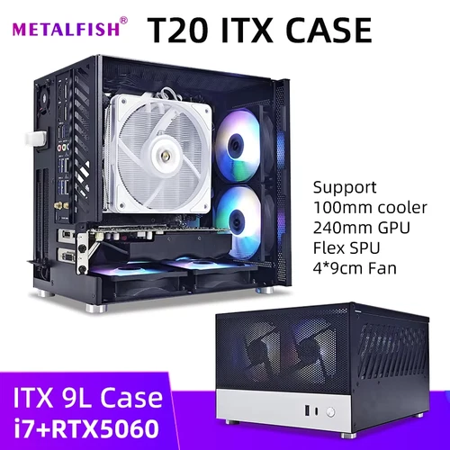 White Case 9L Compact PC Chassis Support Flex PSU/240mm GPU/100mm Cooler/180 Liq