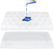 Pack and Play Mattress Pad Sheets Cover Waterproof, Soft Quilted Fit Graco Pamo