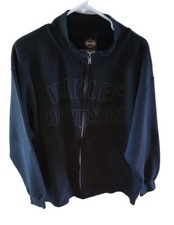 Harley Davidson Spell out Full Zip Sweatshirt Black Size XL Vintage