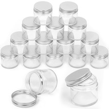 15 Packs 2 oz - 60ML Transparent Glass Jar with Silver Lid Assortment Kit, Ro...
