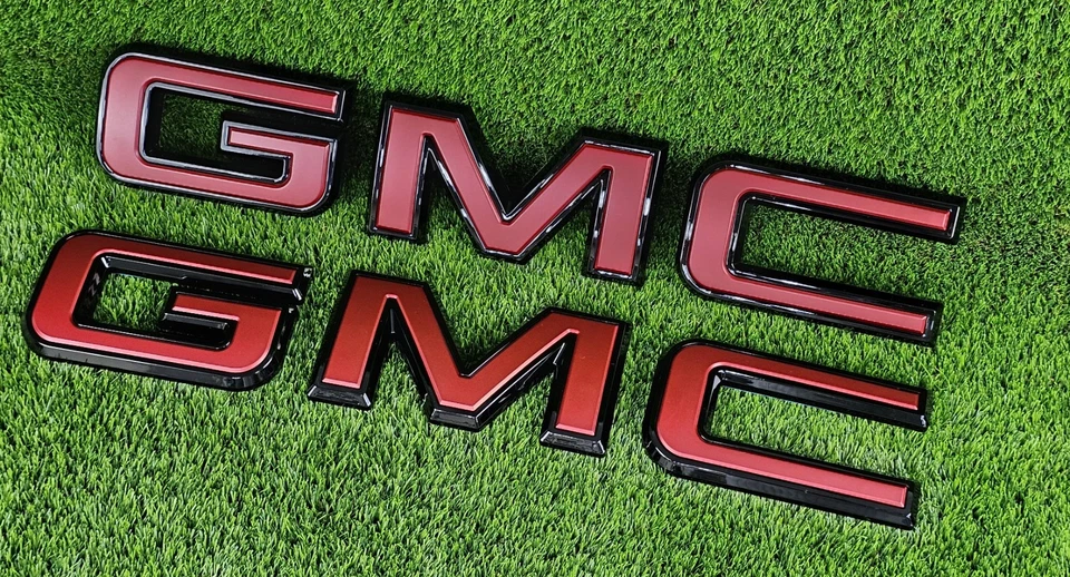 Apto para GMC Sierra 1500 2500HD 3500HD 2019-2025 emblema delantero y trasero negro y rojo Foto 4 de 4