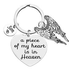 Memorial Keychain A Piece of My Heart Is in Heaven Son Memorial Jewelry Gifts