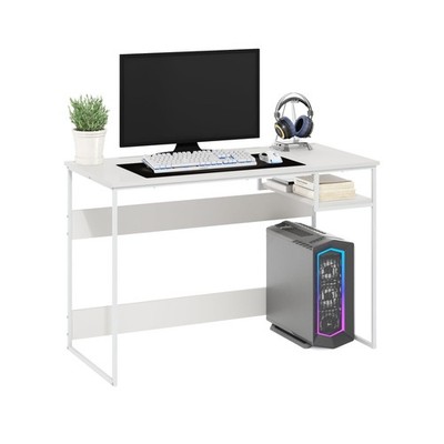 Gaming Desk 45 Wide Metal Frame Open Shelf White Furinno Moretti Computer Office