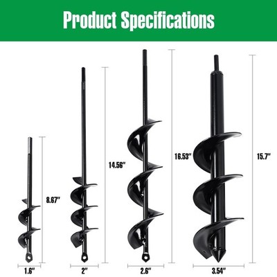 3/8'' Hex 2X17.7inch  Drill Bit for Planting, Garden Auger Spiral Drill Bit Rapid