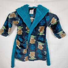 Kids Star Wars Mandalorian The Child Baby Yoda Fleece Robe Hooded Bathrobe
