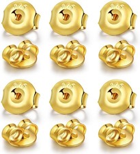 14K Gold Earring Backs - 6 Piece Replacement Yellow Gold Ear Locking for Stud Ea