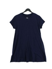 Uniqlo Women's Top L Blue 100% Cotton Short Sleeve Crew Neck Tunic