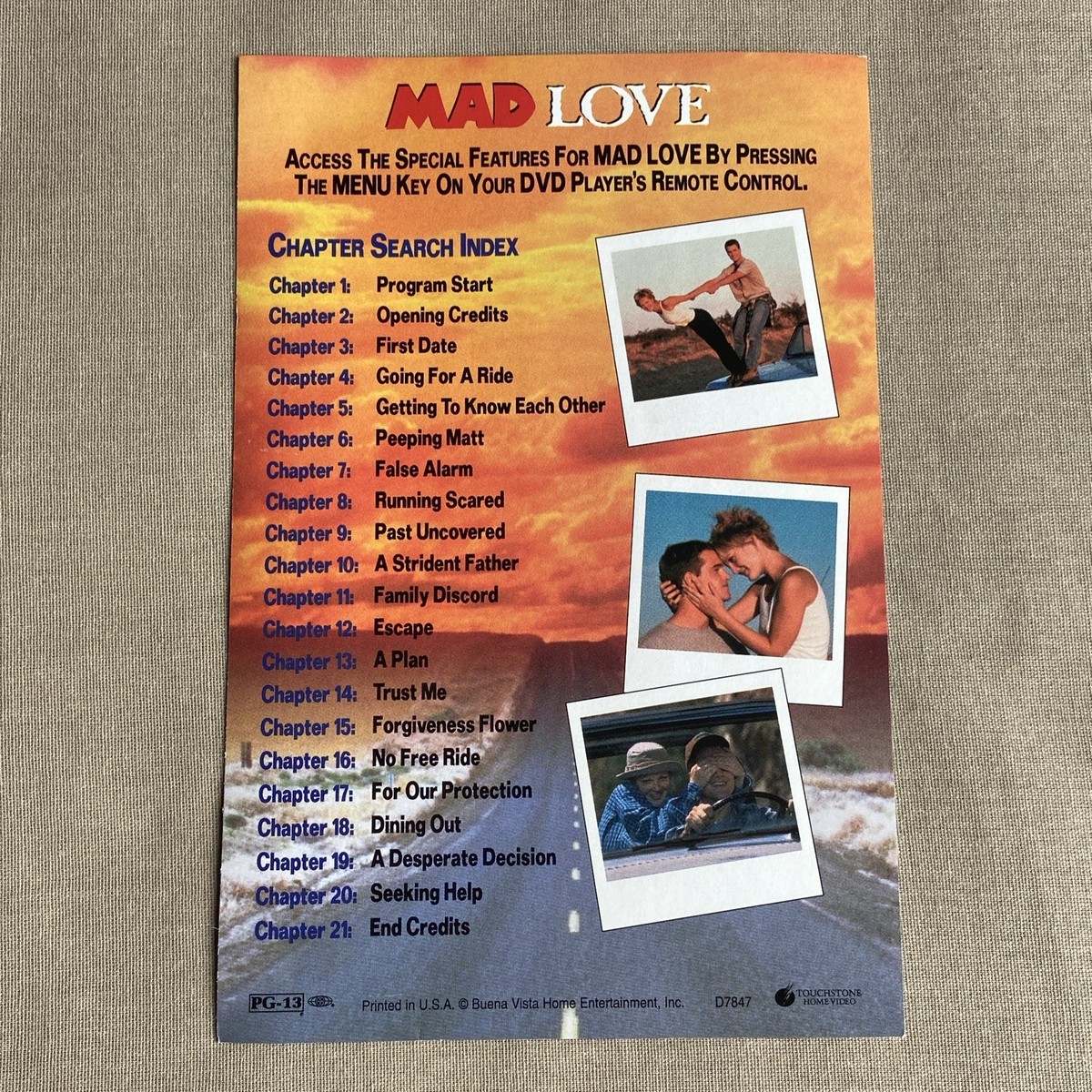 Mad Love (DVD 1995) W/ Insert RomCom Chris O'Donnell Drew
