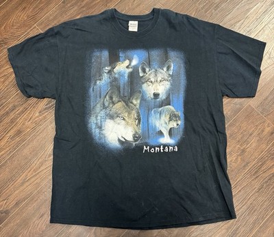 MONTANA Wolves Howling Moon Graphic T-Shirt Adult 2XL - Gildan Ultra Cotton