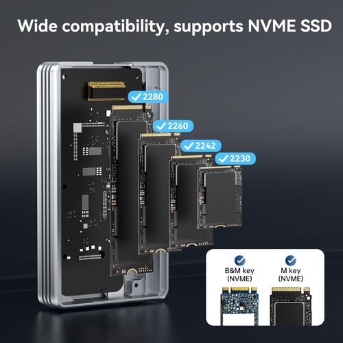 40Gbps NVMe SSD Enclosure for Thunderbolt 4/3, USB4 M.2 NVMe Enclosure for PC... - 第 5/9 張圖片