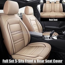 For Cadillac Pu Leather Car Full Surround Set 5 Seat Cover Protector Cushion Tan