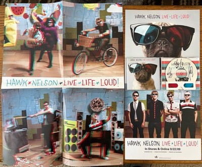 Hawk Nelson Live Life Loud Signed Autographed CD Posters 3D Glasses Lot 2009 BEC
