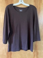 Rebecca Malone Womans  Top -  Brown - 3/4 Sleeve - XL - EC