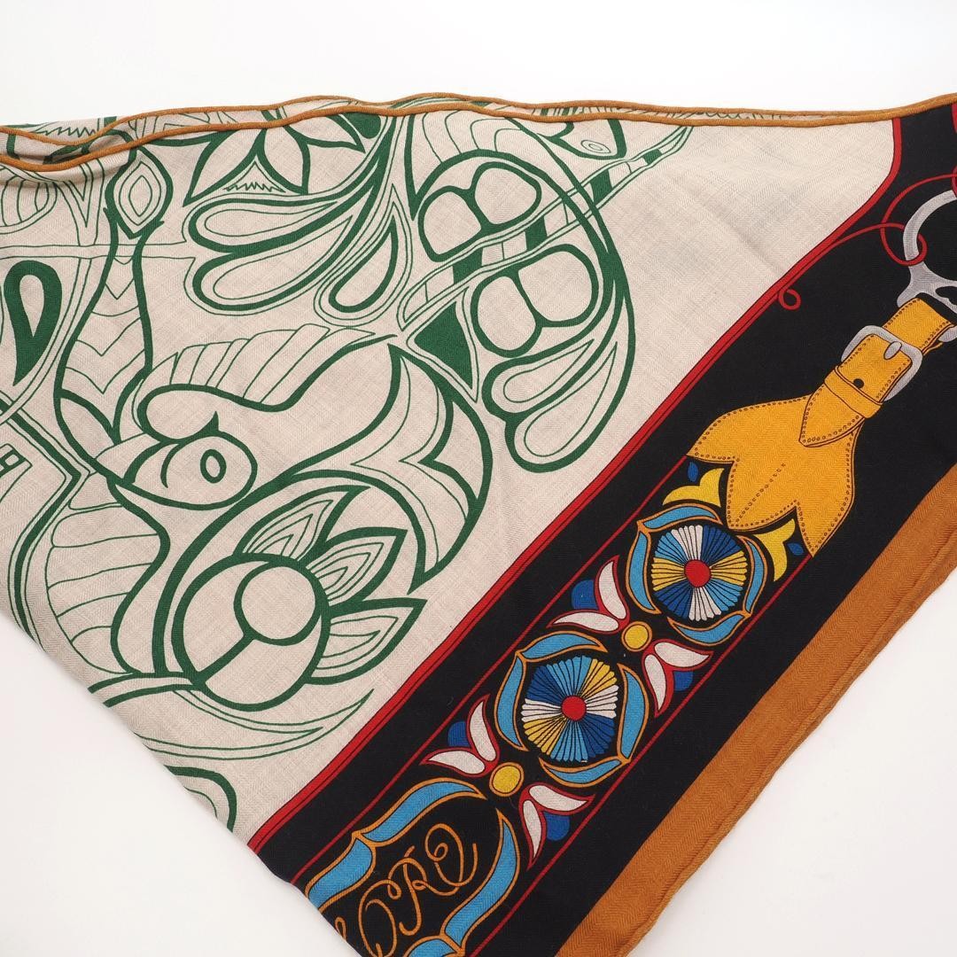 Hermes Pointru Multicolor Triangle Scarf Used Rare - image 8