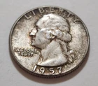 1957 Washington TONER Quarter • 90% Silver • Circulated • X121