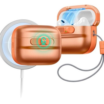 Hülle für AirPods Pro 3 2025, MagSafe, vollst. Fallschutz, Handschlaufe, Orange