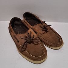 Sperry Top-Sider Lanyard Boys Loafer Boat Shoes Size 5M Brown Leather Upper