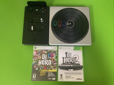Black DJ Hero 1 & 2 Bundle W/ Turntable- Microsoft Xbox 360 Tested & Working D