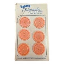 B G E Originals Sewing Buttons Grapefruit Slice Orange Slice 1” Set Of 6