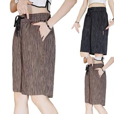 Casual Summer Striped Pants for Men Lightweight Calf Length Shorts for Comfort